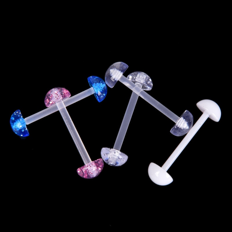 5Pcs/Set Mixed Acrylic Ball Barbell Soft Bar Tongue Ring Studs Body Piercing