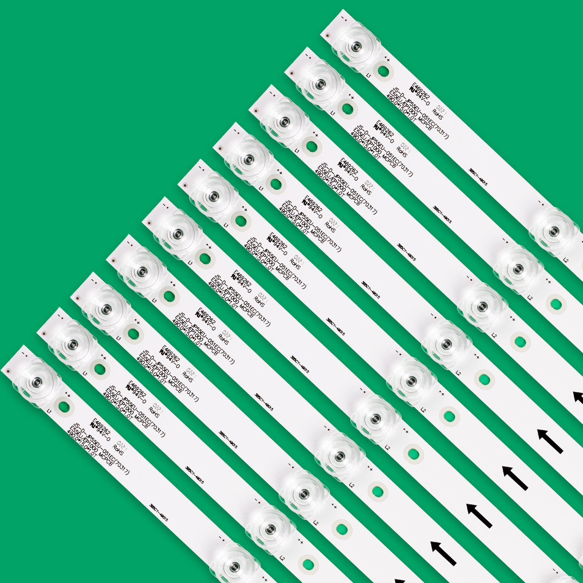 Bande de rétro-éclairage LED 5, Akai 55 pouces TV AKTV5534 JS-D-JP55EU-051EC (70317) 01EC E55EU/EP1000 MCPCB 490.0 15.0 1.0T