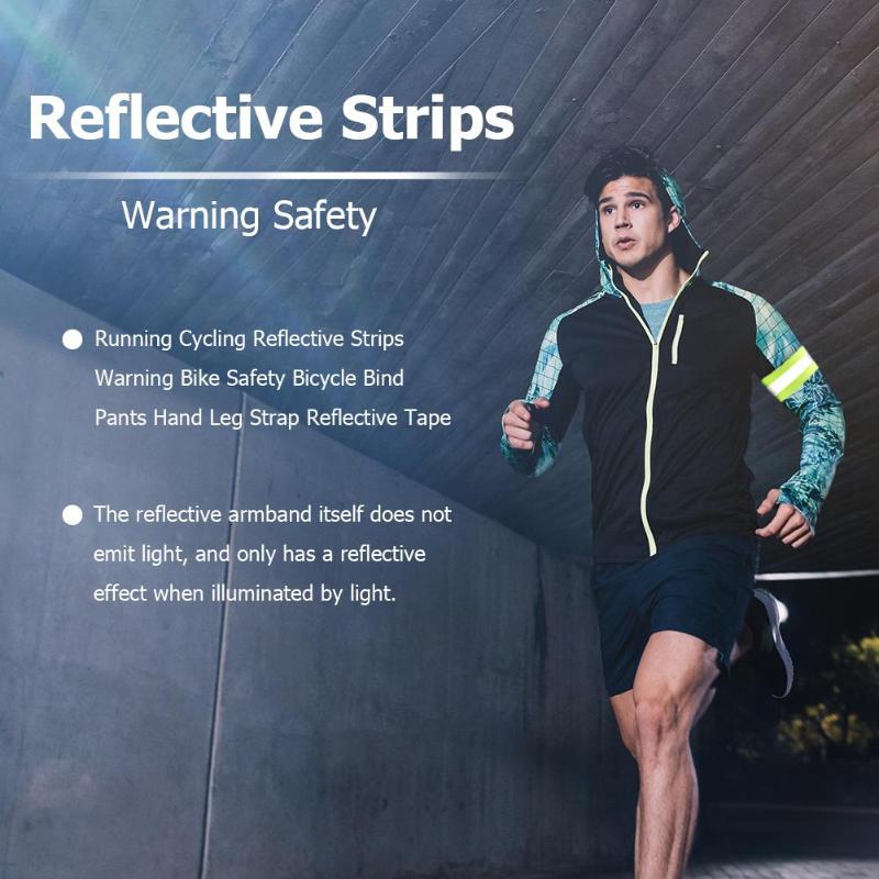 Running Cycling Reflective Strips Warning Bike Safety Bicycle Bind Pants Hand Leg Strap Reflective Tape