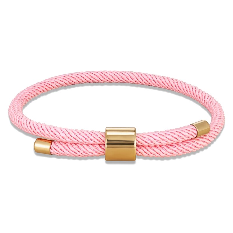 Mkendn Minimalistische Waterdichte Milan Touw Armband Rode Verstelbare Enkelband Mannen Vrouwen Handgemaakte Draad Paar Lucky Strand Sieraden: Pink