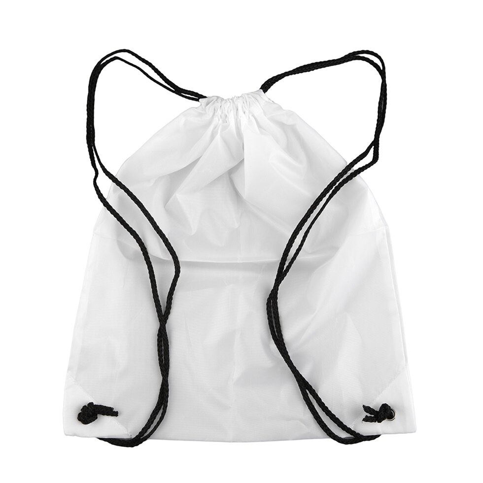 Premium School Drawstring Duffle Bag Sport Gym Swim Dance Shoe Backpack: white