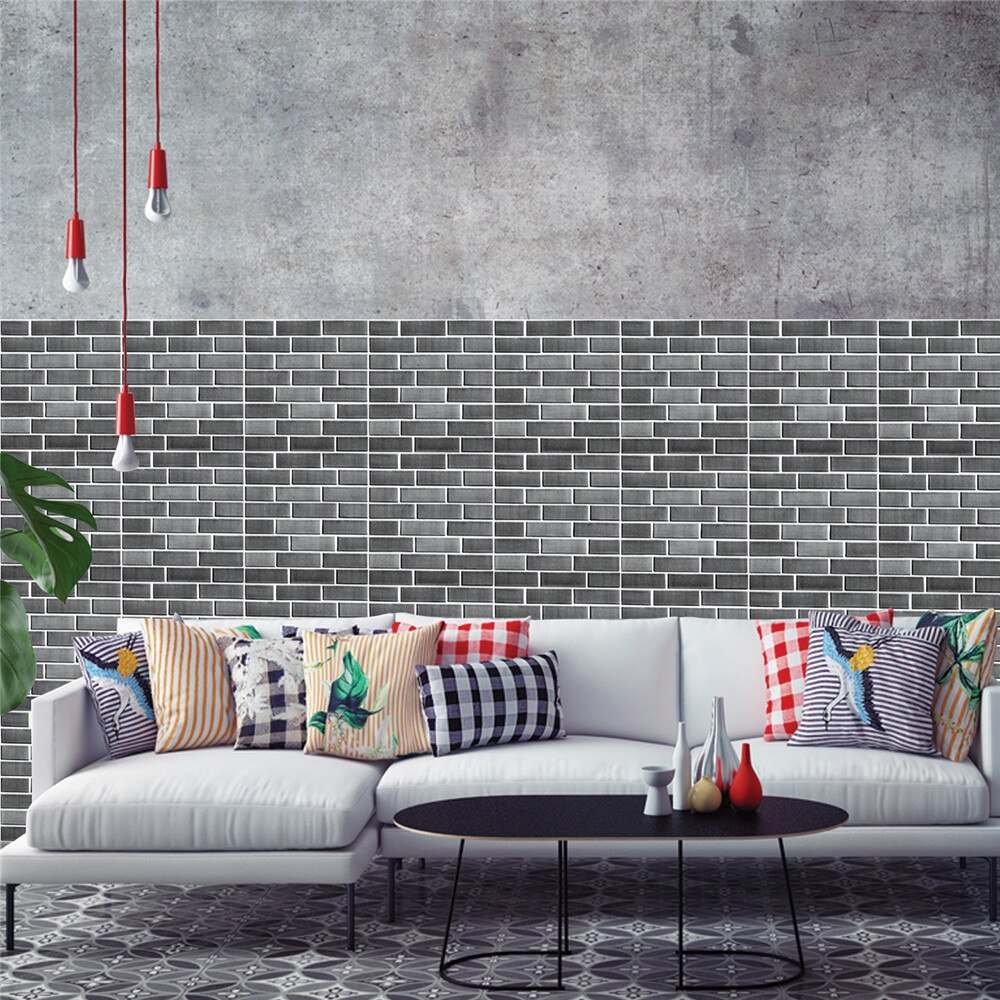 1PC 3D Stone Wallpaper Wall Sticker Decor Embossed Brick Simulation Tile Wall Sticker For DIY Home Bathroom Kitchen Decoration