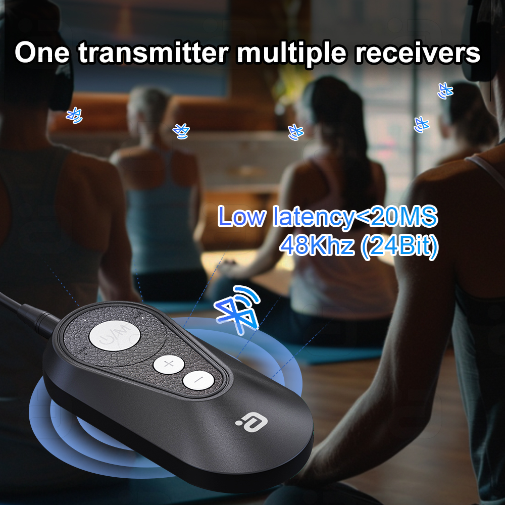 AYINO Bluetooth 5.4 Wireless Audio Adapter Auracast broadcasts one-to-many Transmitter& Receiver LC3 USB AUX OTG with back clip