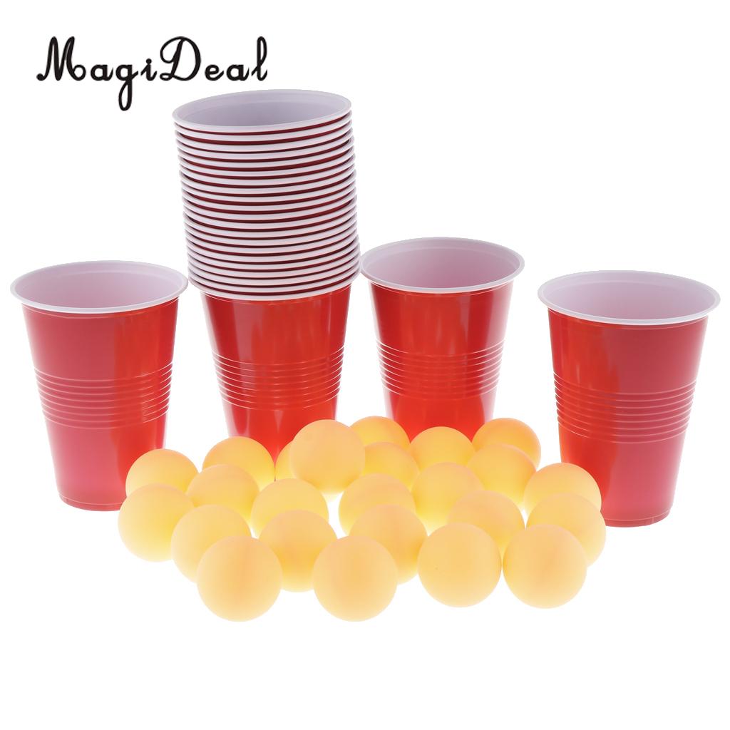 24 Red Cups & Yellow Ping Pong Balls Beer Pong Set Entertainment & Game
