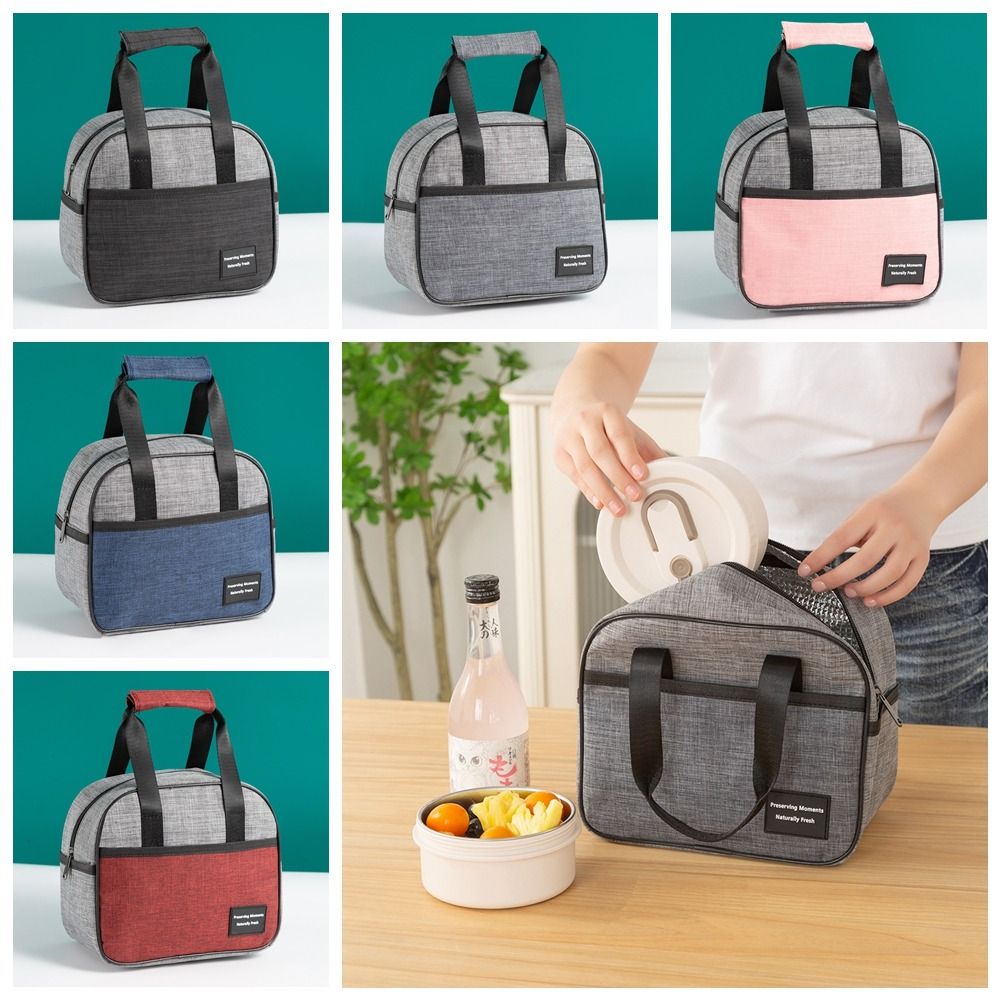 Portable Insulated Thermal Lunch Bag Waterproof Large Capacity Hand-held Picnic Food Pouch Oxford Cloth Thickened Lunch Box