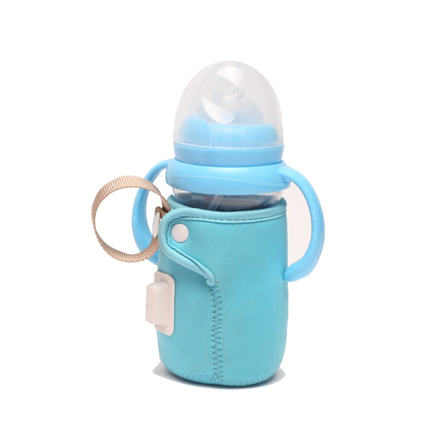 Usb babyflaskevarmer bærbar rejse mælkevarmer spædbarn fodringsflaske vandvarmer dækning isolering termostat madvarmer: Blå