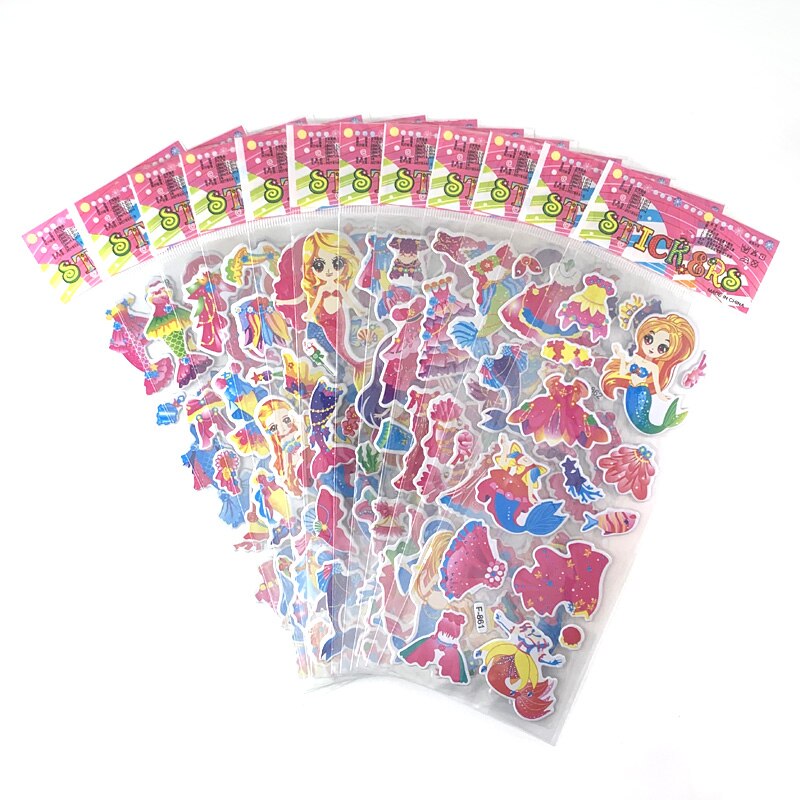 12 Sheets Cartoon Dress up Girl 3D Stickers Cute DIY Scrapbook Sticker For Kids Girls