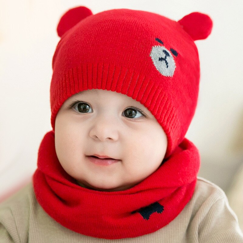 Bonnets d'hiver bébé | Costumes écharpe, bonnet bonnet tricoté , mignon dessin animé ours, TT @ 88