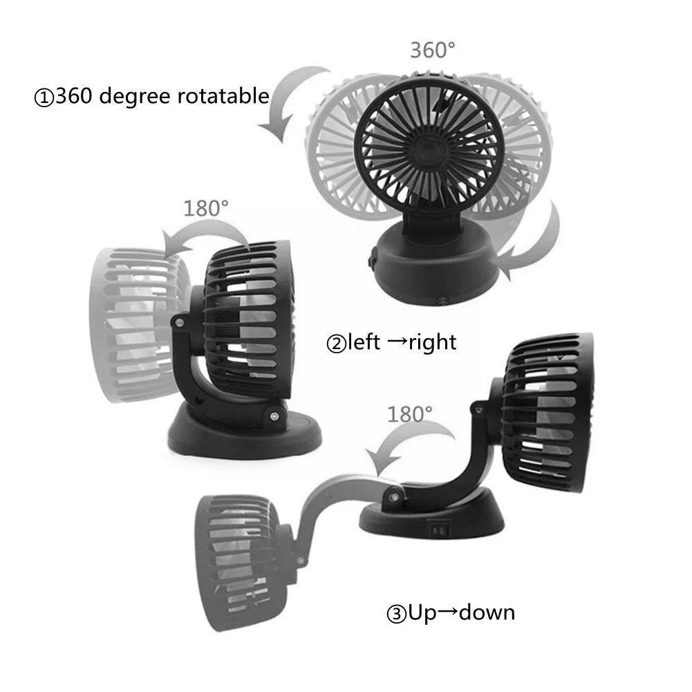 12V 24V Car Electric Fan Two Speed Control Cooler Auto Air 360 Wind-enhanced Cooling Car Adjustable Conditioner Fans Air De P1X3