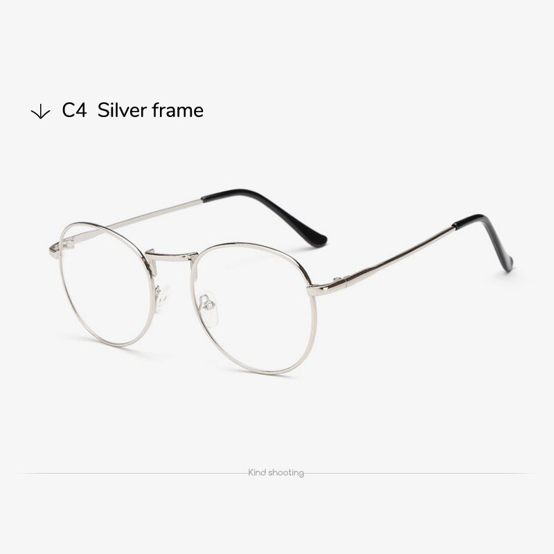 Toketorism metal frame round glasses for women men prescription eyeglasses: Silver