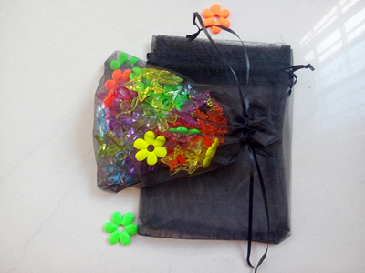 9*12cm 500pcs Multi color bags for jewelry/wedding/christmas/birthday Yarn bag with handles Packaging Organza bags: black