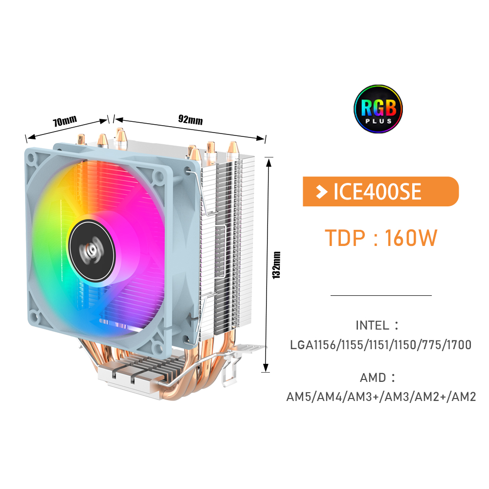 Aigo cpu-kjøler 2 4 6 varmerør pc-radiatorkjøling 3- pinner pwm stillegående rgb-vifte til intel 1700 1150 1155 1156 1366 er2/er3/er4 amd