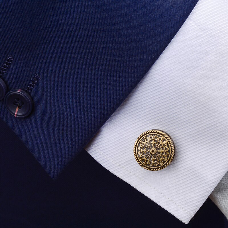 Men's Cufflinks Luxury Exquisite Pattern Bronze Cufflinks French Shirt Cufflinks Decorative Buttons Charm Men's Jewelry