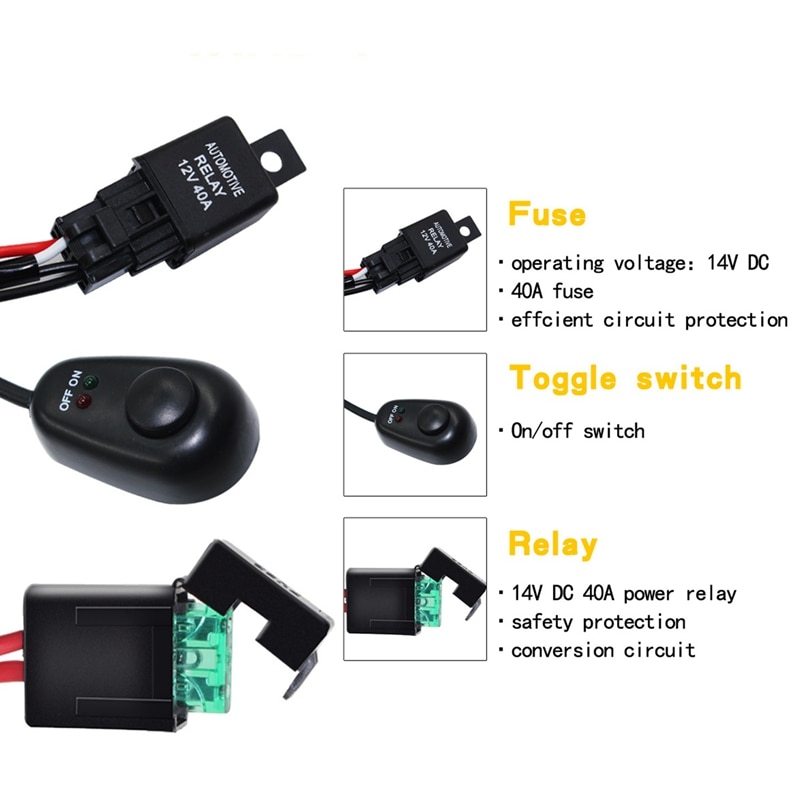 Barra de luz Led de mano de obra, Cable para coche, todoterreno, luz antiniebla, juego de mazo de cableado con interruptor de encendido/apagado de 40a Dc12V, Una Drag Two
