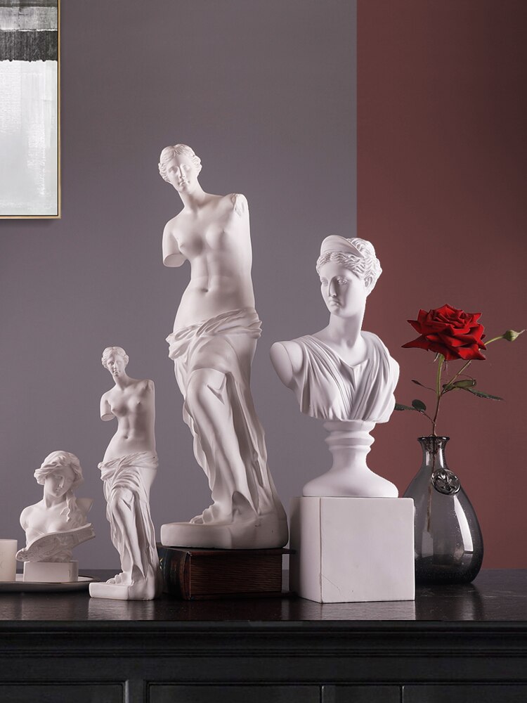 Statue de tête de personnage en plâtre, décoration douce pour maison, modèle de chambre, ornement de bureau à la