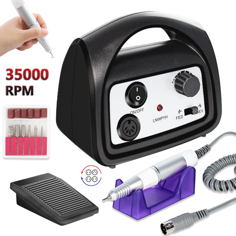 35000/20000RPM Machine Nail Drill Machine For Manicure Pedicure Nail Art Equipment Electric Nail File Nail Drill Bit Tool: 801 black
