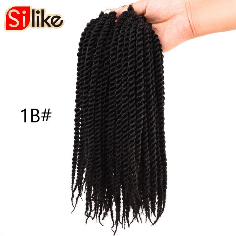 Synthetische Gehaakte Vlechten 24 Wortels Kids Senegalese Twist Haar 10 Inch Haak Twist Vlechten Haar Voor Kid Gehaakte Vlechten Haar: #1B