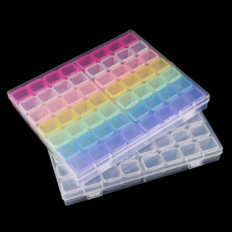 1PC 28/56Girds Clear Opbergdoos Vierkante Compartiment Organisatoren Plastic Opslag Kralen Sieraden Case Thuis Goederen Opslag container
