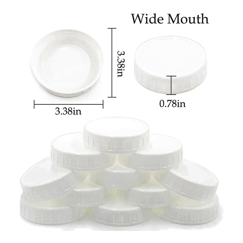 24 Count Canning Jar Lids Wide Mouth,Plastic Mason Jar Lids with Silicone Seals Rings Fits Ball/Kerr Jars, Leak-Proof