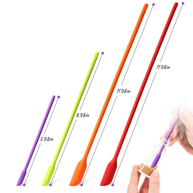 Mini Silicone Spatulas, 8 Pack Small Silicone Makeup Spatulas Last Spatula Scrapers Mini Jar Scraper for Kitchen