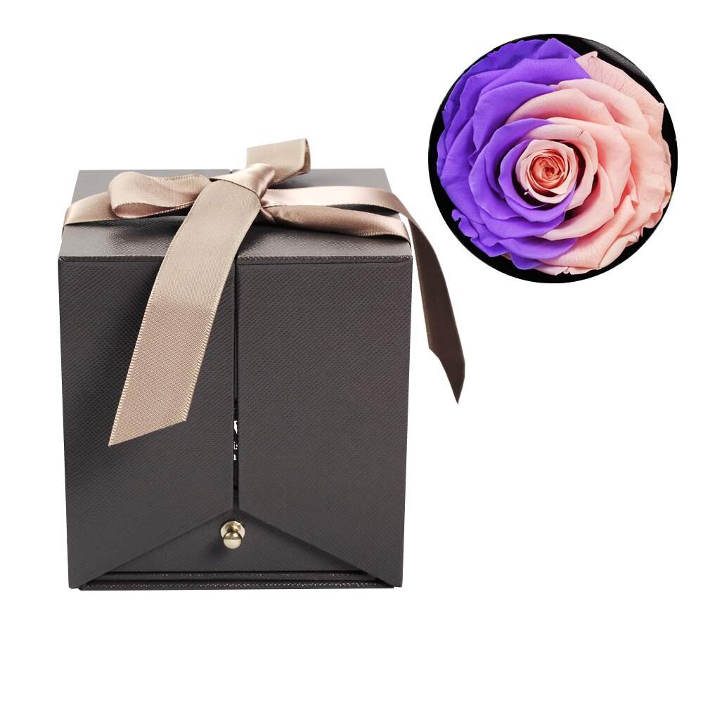Caja de joyería de 6-9cm para mujer, Rosa eterna para de San Valentín, boda, Navidad, decoración del hogar, caja de embalaje de La Bella y La Bestia: E13 big flower