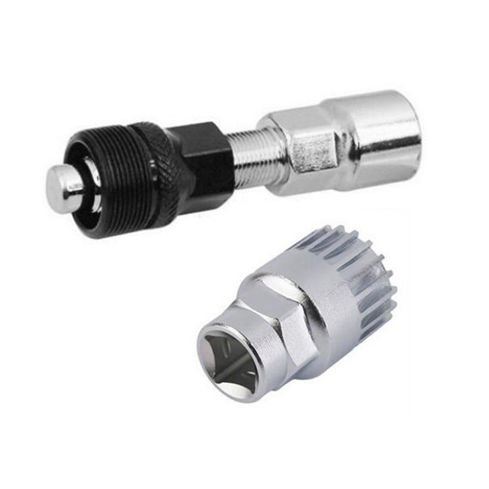 2/4 stuks fietsreparatiesets, ketting, crank, pedaalverwijderaar, trekker, outdoorfiets, mtb-asverwijderaar: Zilver