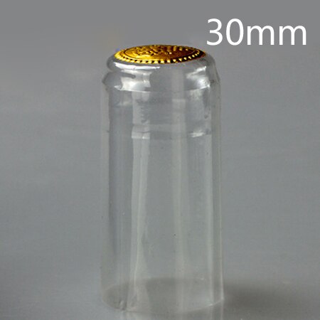 GUHD 50pcs/lot Wine Bottle Cap Thermal Heat Shrinkable Heat shrinkable Cap Wine brewed PVC Heat Shrinkable Packaging Materials: CLEAR GOLD 30MM