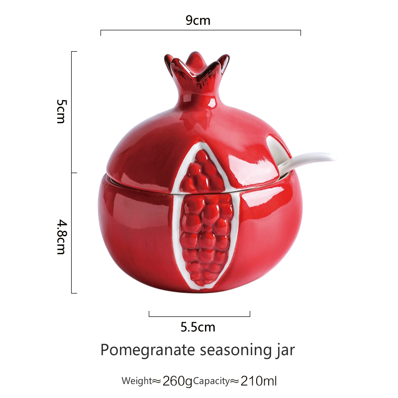 watermelon modeling storage tank ceramic seasoning jar fruit relief incense tank with lid salt tank Sugar Bowl: 08