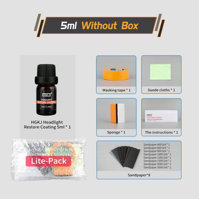 30ml Headlight Retreading Agent Kit LED Car Headlight repair kit Car Wash Paint Care HGKJ Headlight Restoration Kit