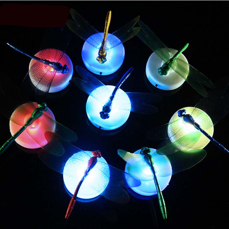 Zufällige Farbe 1 Pc Selbstklebende Libelle Schmetterling Zauberstab Aufkleber Mini LED Nacht Licht Wasserdichte 3D Aufkleber Dekoration Handwerk