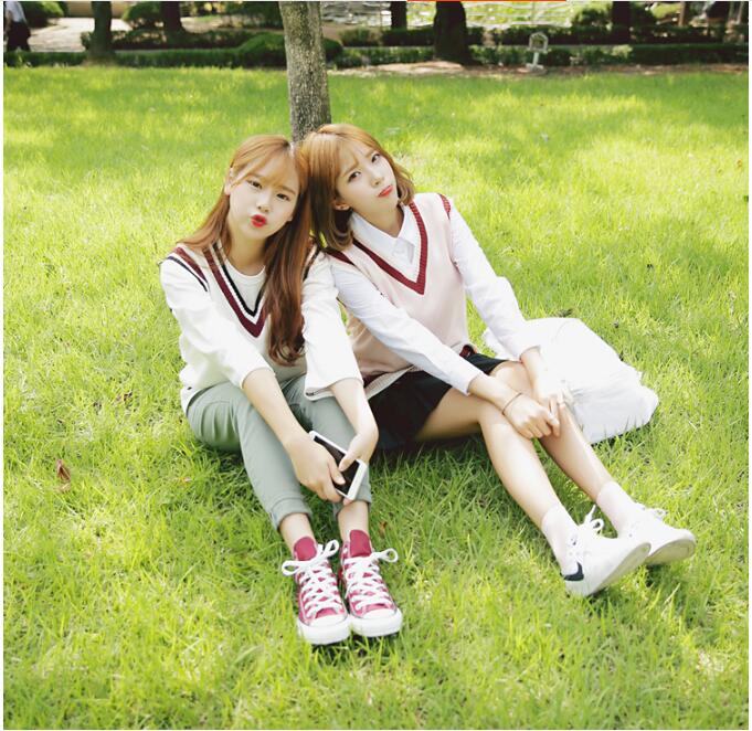 Spring School sweater vest Korean High School Sweater waistcoat Woman