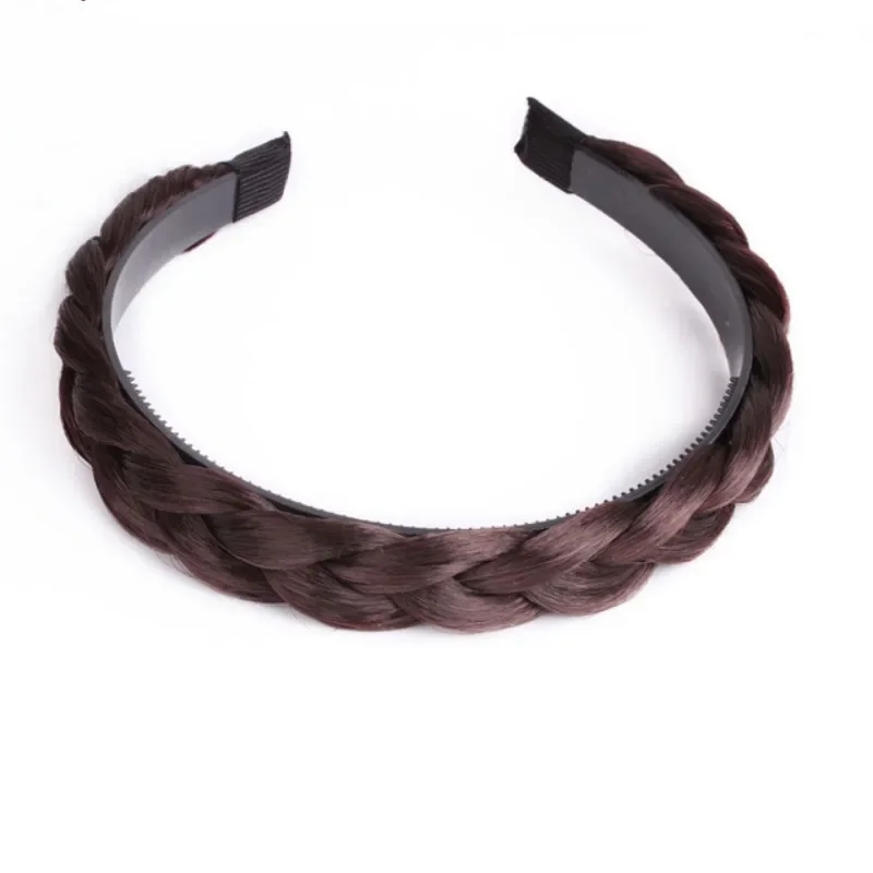 Women Hair Band Fishbone Braid Lazy Wig Twist Braid Headband Hairpin Bohemia Non-slip Headdress Bridal Hair Accessories: Gold