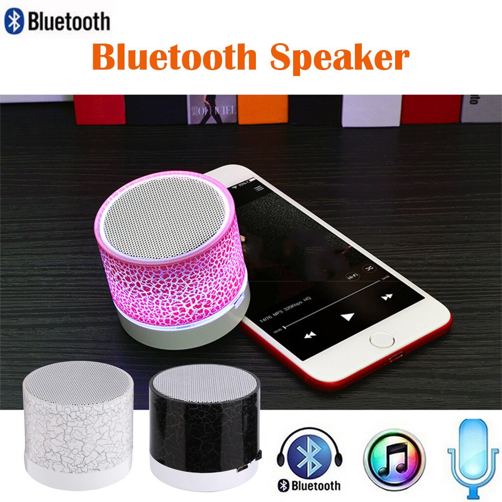 Draagbare mini draadloze stereo led-licht bluetooth luidspreker sd-kaart gratis luidspreker tf usb fm voor samsung computers telefoons