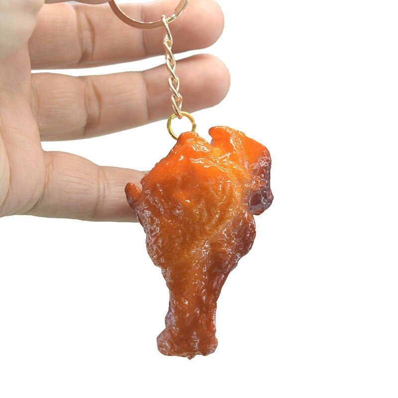 Imitatie Voedsel Sleutelhanger Franse Kip Nuggets Gebakken Kip Been Voedsel Hanger Sleutelhanger Cadeaus Voor Vriendje Kid Speelgoed