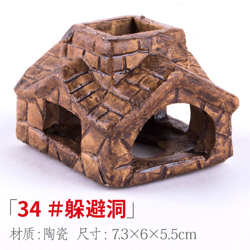 Retro Ceramic Decoration Fish Tank Shrimp Tank Dodging House Spawning Fish Hiding Landscaping Aquarium Decor Accessories: 34
