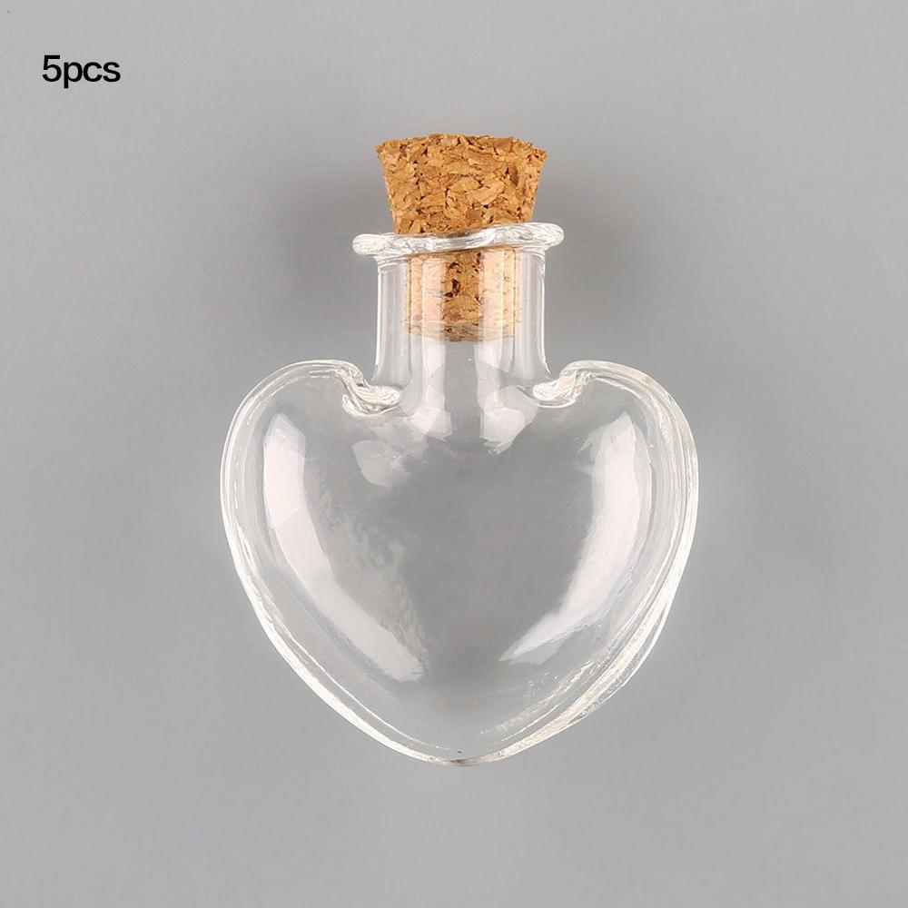 5 pièces bricolage pendentifs bouchon de liège flacon de stockage Mini verre bouteilles de liège vides échantillons pots souhaitant bouteille de mariage décoration de la maison: 5