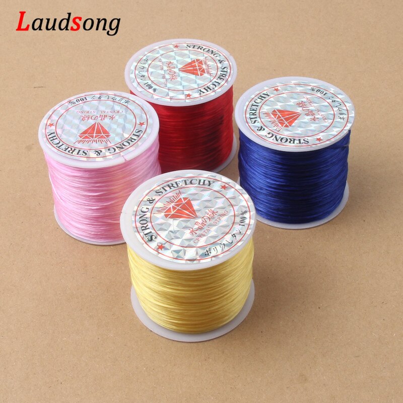 Cordón elástico fuerte para cuentas de cristal, 60M, 0,5-1,2mm, pulsera, collar, hilo elástico para fabricación de joyería, línea Flexible Diy