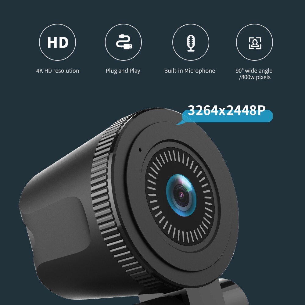 TISHRIC C180 Auto Focus 4K Full HD Webcam Web Cam Web Camera With Microphone For PC Computer Mac Laptop Desktop