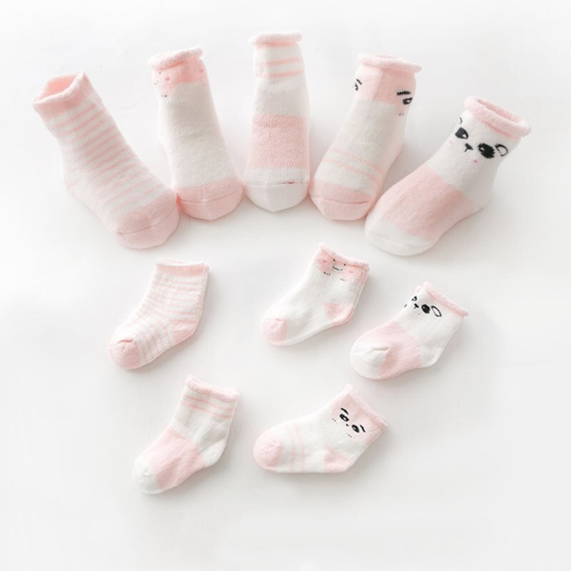 5 pair Baby Socks Boys Girls Cartoon Pink Terry Keep Warm Socks Cotton Kids Socks Soft Newborn Socks Clothes Accessories 0-3Yrs