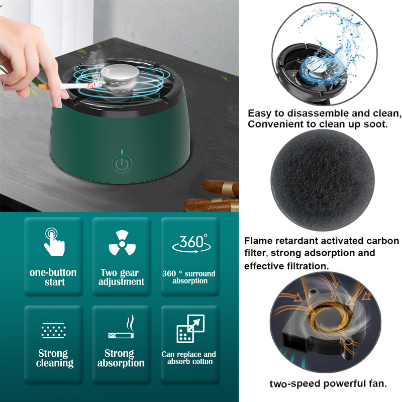 Aschenbecher mit Luft reinigung USB-Aufladung Rauch automatische Entfernung Aschenbecher Rauch abscheider Luft reiniger Aschenbecher für zu Hause