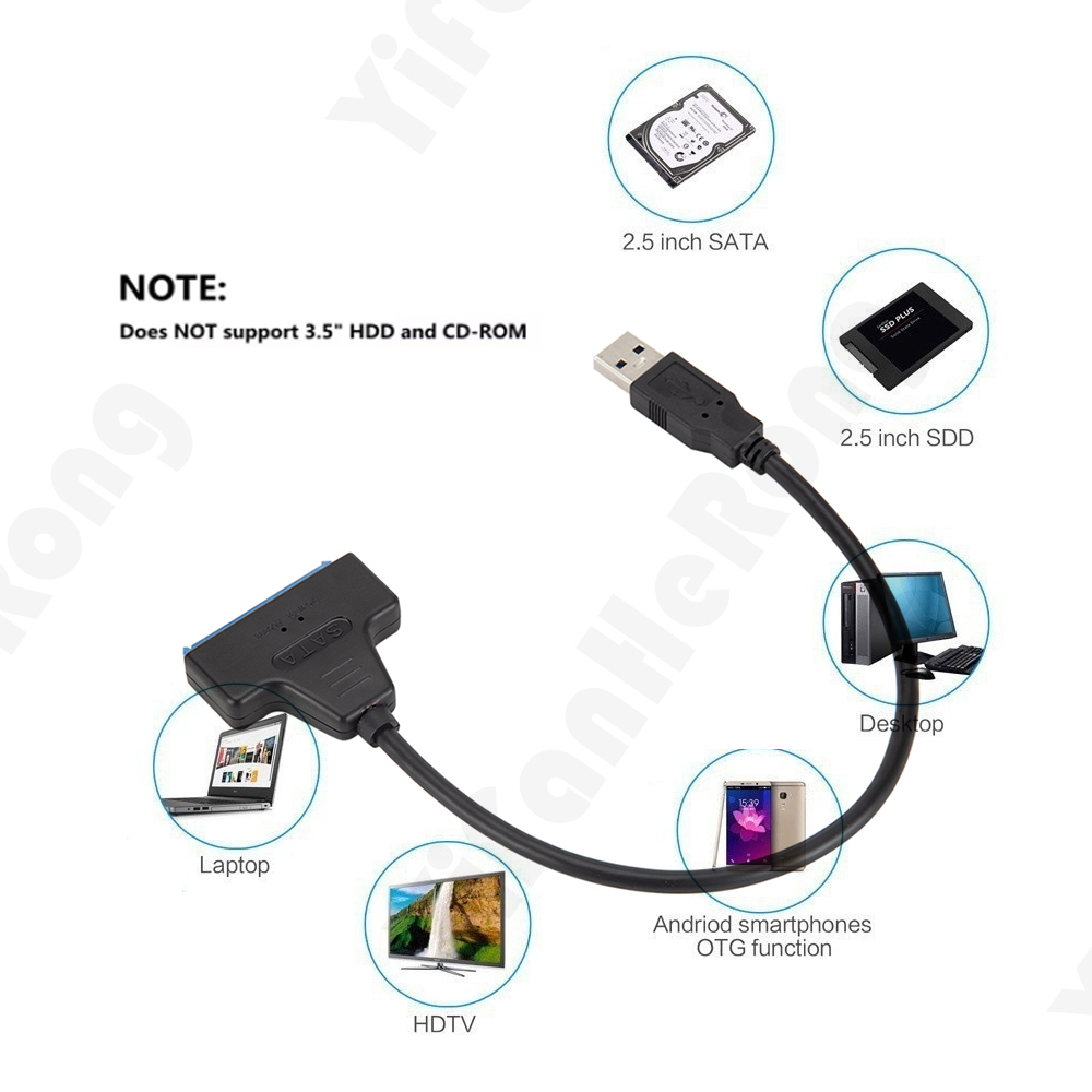 Festplatten-Adapterkabel 2,5 Zoll USB 3.0 Externes leicht Antrieb-Konverterkabel Festplatte HDD/SDD 22-poliges USB 3.0-zu-Sata III-Kabel