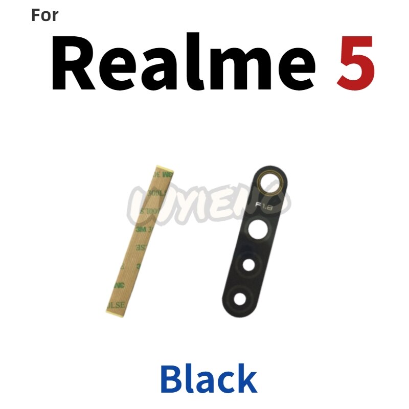 Wyieno preto novo voltar grande câmera traseira lente de vidro para oppo realme 3 5 6 c3 x50 pro lente da câmera: for Realme 5