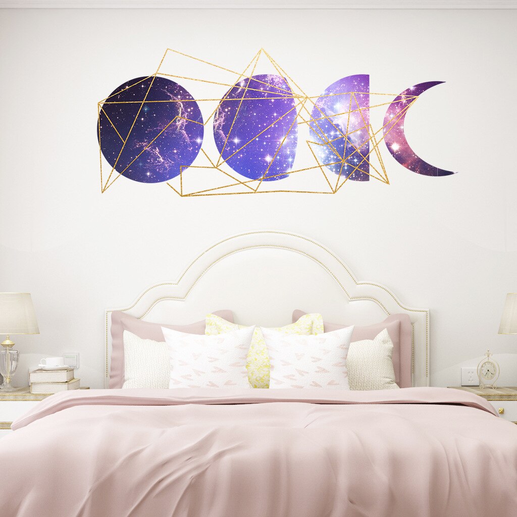 Soveværelse lilla drømmestjerne måne wallsticker børneværelse klæbende papir månehalvmåne aftagelig wallsticker