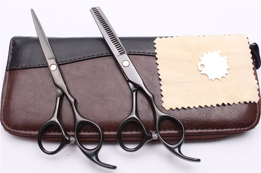 5.5" 16cm JP Steel Engraving Brand Black Cutting Shears Thinning Scissors Hairdressing Scissors Hair Scissors C1005: C1005 Hei D 5.5YY