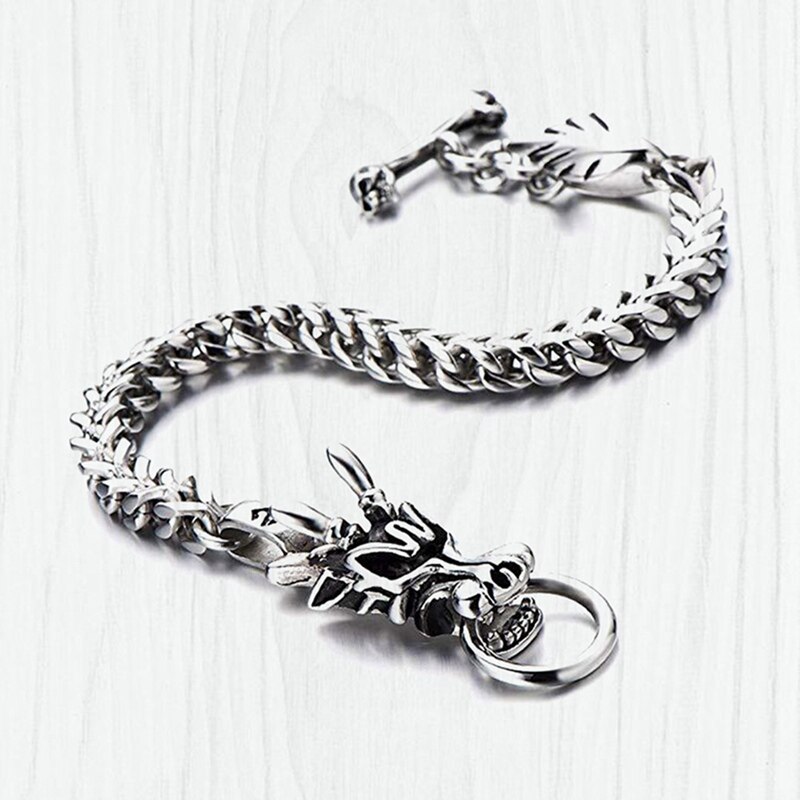 Draak Hoofd Armband Stijl Rvs Trend Mannen Titanium Staal Viking Armbanden Punk Biker Armband Vrouwen Bangles
