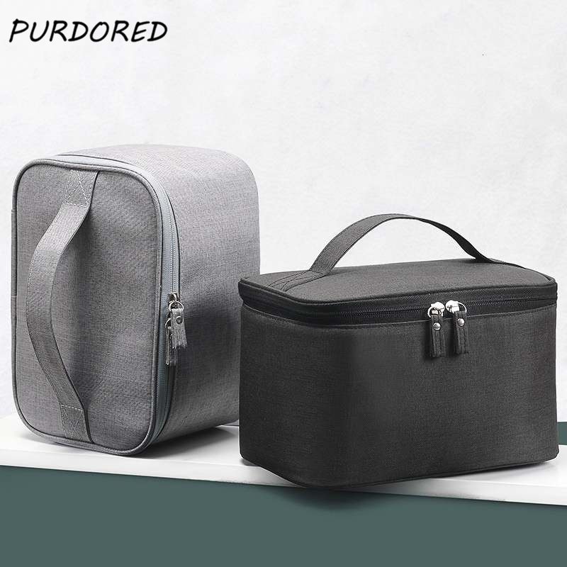 PURDORED 1 Pc Large Cosmetic Bag for Men Travel Oxford Waterproof Makeup Bag Organizer Case Make Up Wash Toiletry Bag Neceser