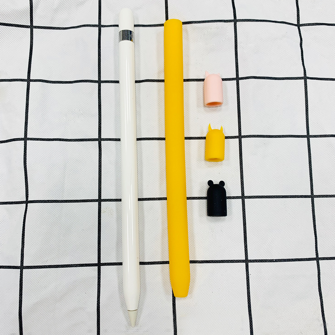 Czteroczęściowy/zestaw TPU silikonowy pokrowiec ochronny pokrywa uchwytu do Apple Pencil 1 2 akcesoria obudowa odporna na zarysowania: Yellow 2nd