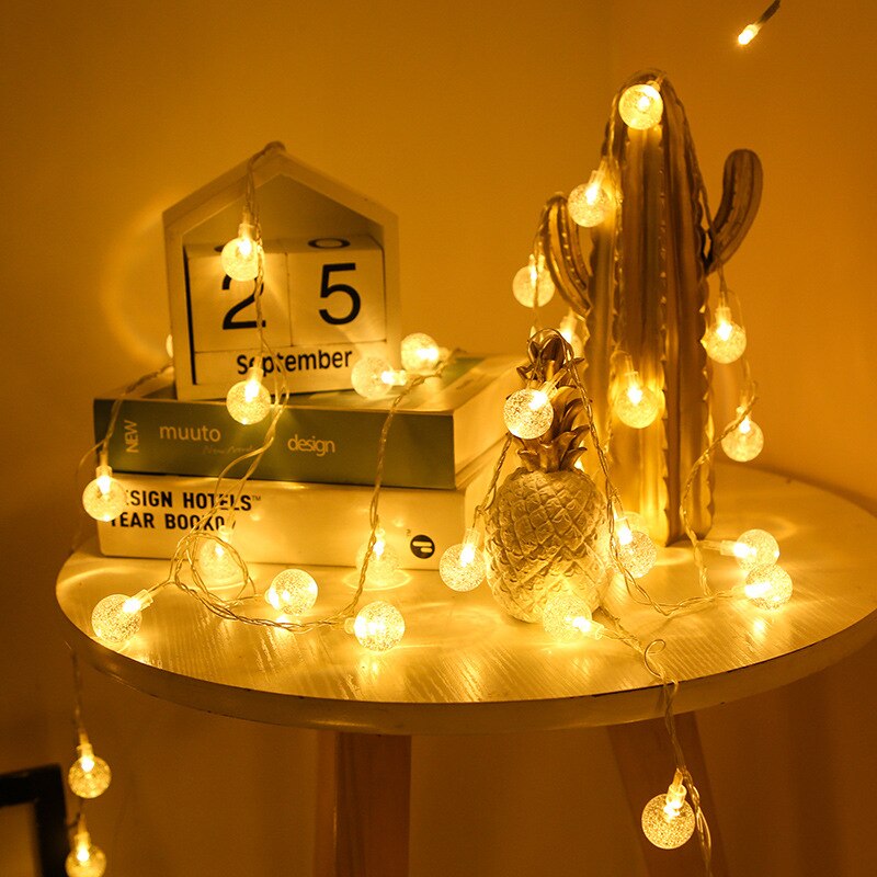3m 20 led 6m 40 led bubbel boll strängljus julfe girlander utomhus batteri blixt för julfest trädgård dekoration