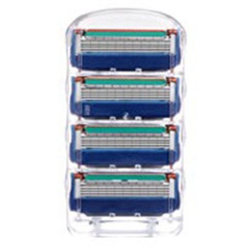 Cuchilla de afeitar azul para hombre, 5 capas, acero inoxidable, seguridad, 16 unids/caja: 4pcs