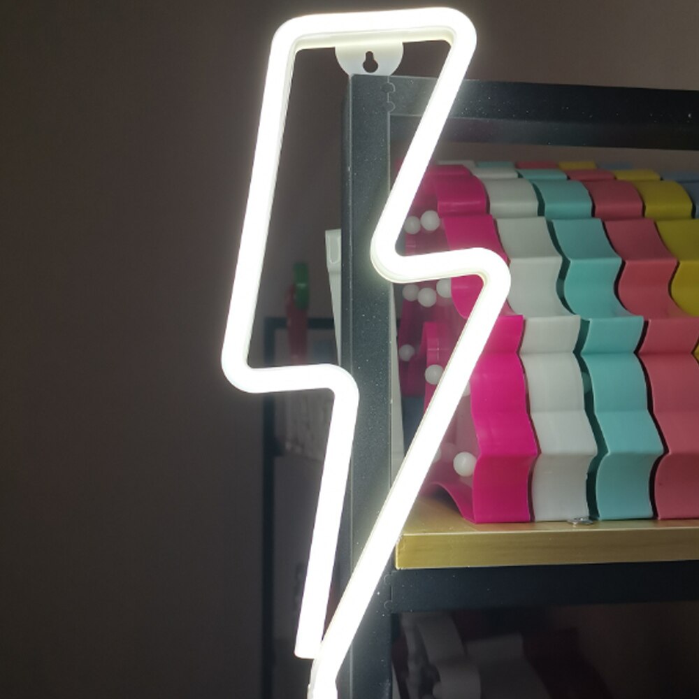 Rayo de luz LED con señal de neón, lámpara colgante de pared, decoración de habitación, decoración para el hogar, boda,: White Lightning